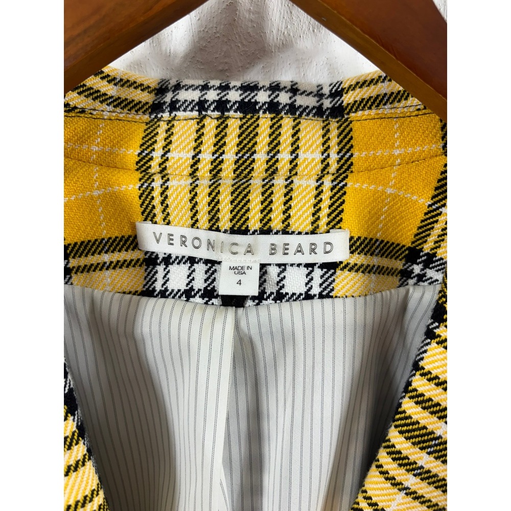 Veronica Beard Cutaway Yellow Plaid Dickey Jacket 4 - Picture 4 of 5